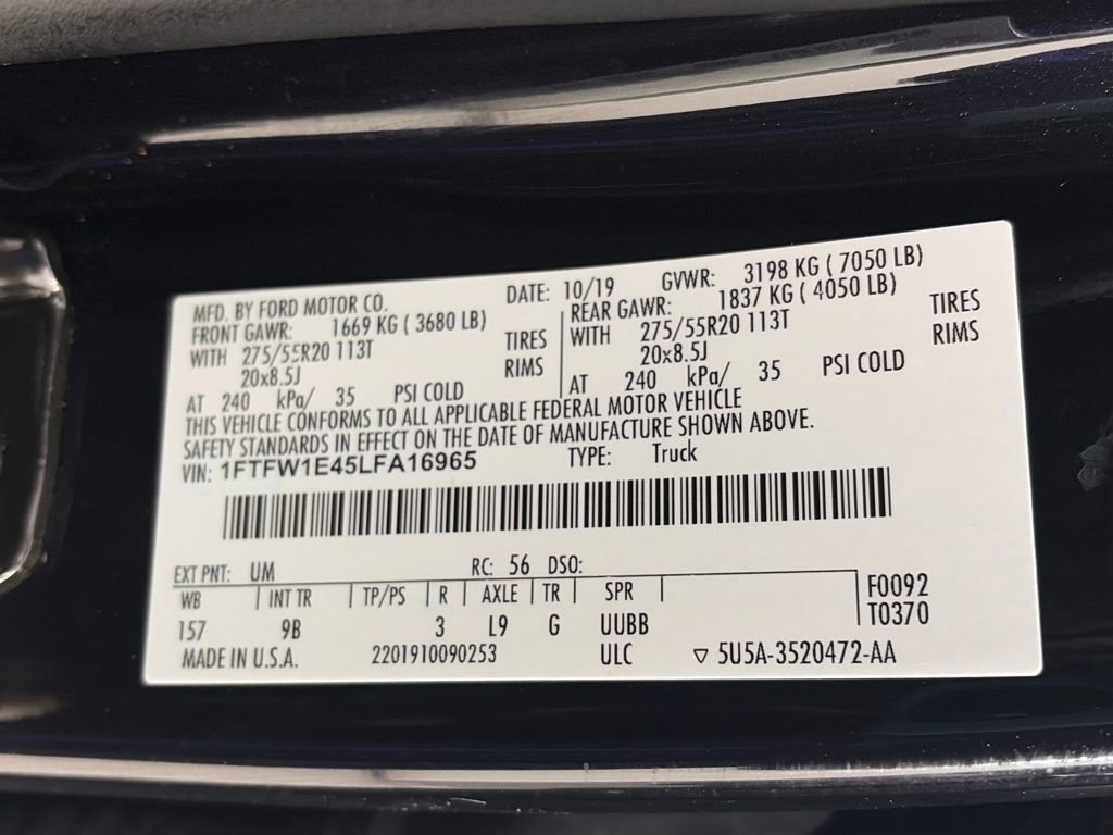 Certified 2020 Ford F150 Platinum w/ Equipment Group 701A Luxury image 9