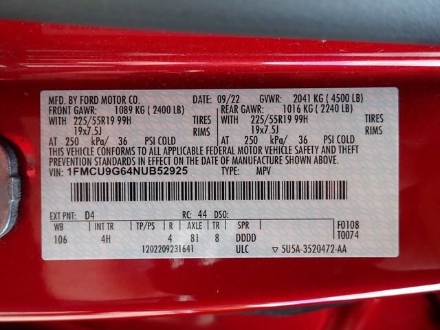 Certified 2022 Ford Escape SE w/ SE Sport Appearance Package AWD/4WD image 22