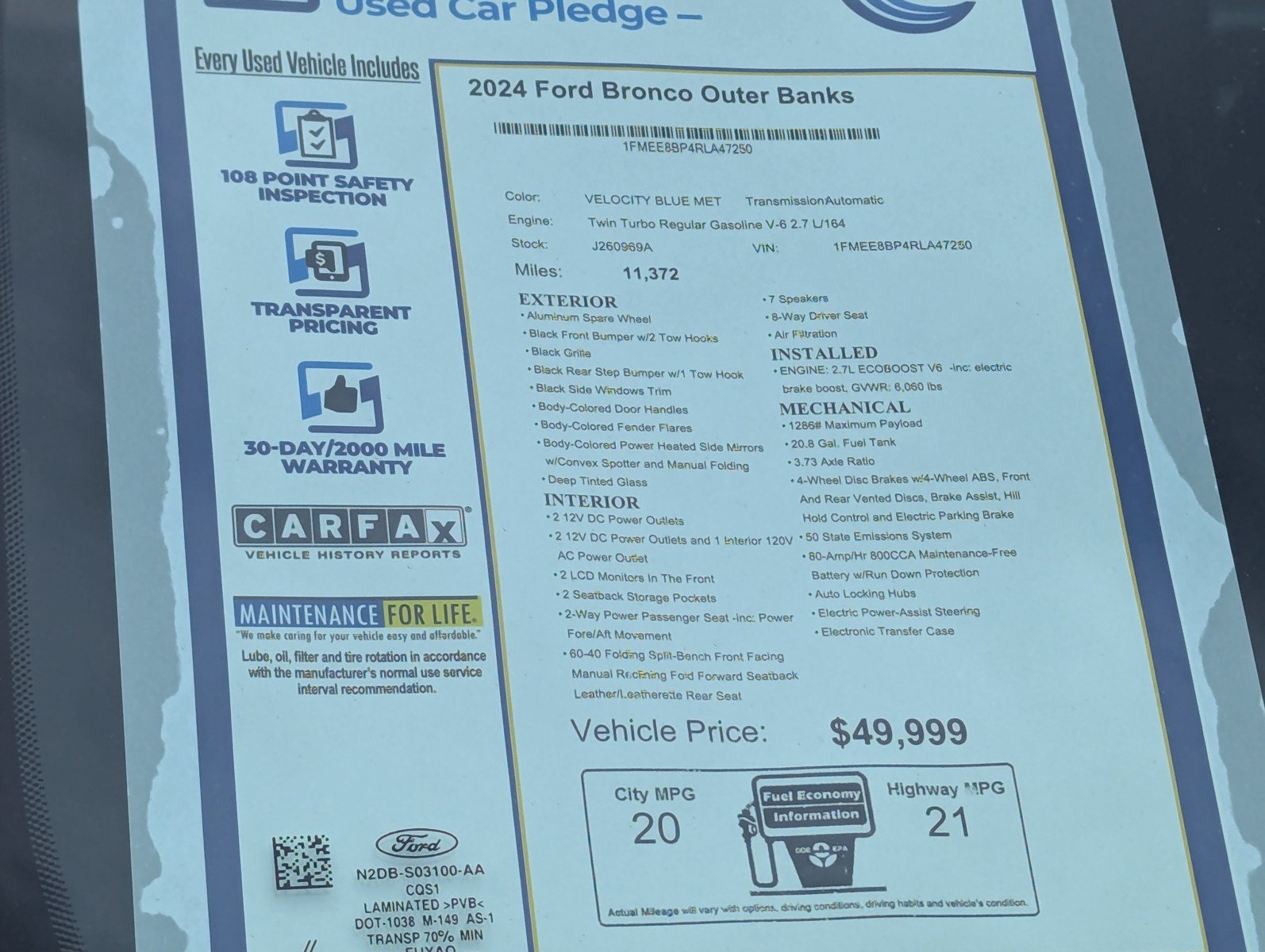 Certified 2024 Ford Bronco Outer Banks AWD/4WD image 14