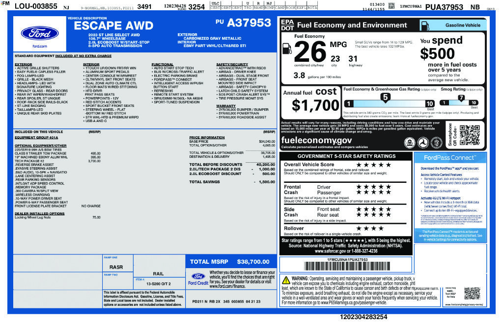 Certified 2023 Ford Escape ST-Line Select w/ Tech Pack #2 AWD/4WD image 9