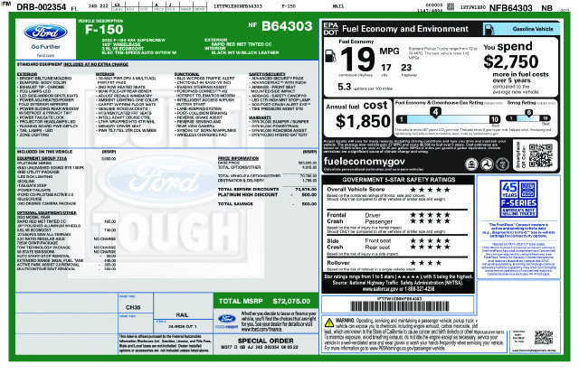 Certified 2022 Ford F150 Platinum w/ Equipment Group 701A High AWD/4WD image 5