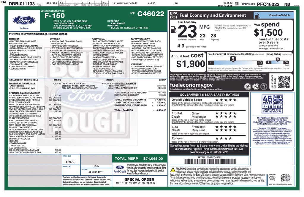 Certified 2023 Ford F150 Lariat w/ Equipment Group 502A High AWD/4WD image 42