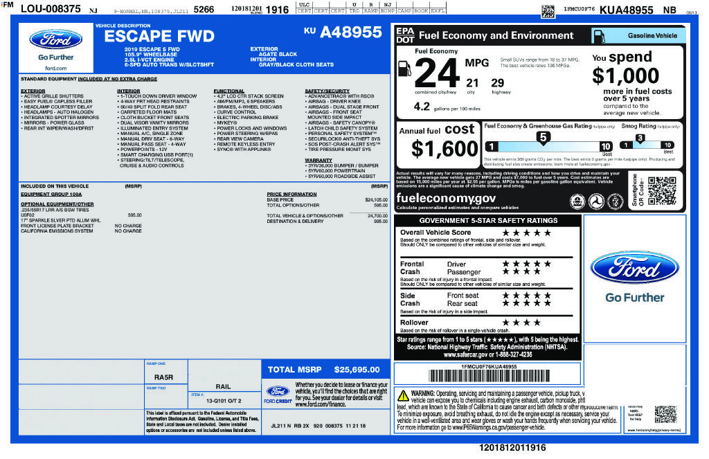 Certified 2019 Ford Escape S FWD image 9