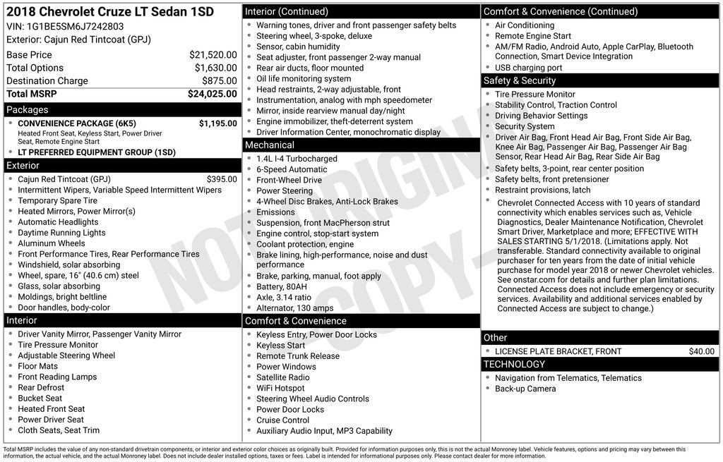 Used 2018 Chevrolet Cruze LT w/ Convenience Package image 31