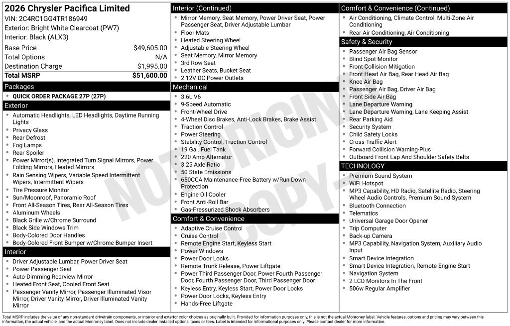 Used 2026 Chrysler Pacifica Limited FWD image 6