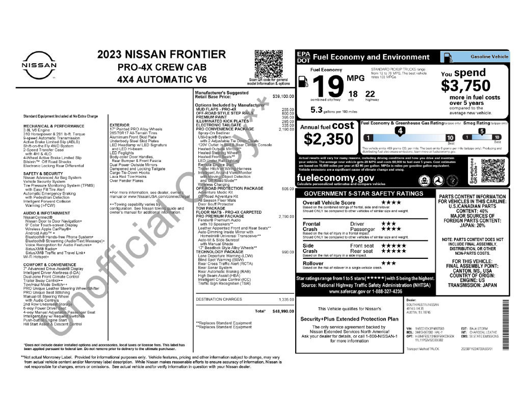 Used 2023 Nissan Frontier PRO-4X w/ Pro-4X Premium Package AWD/4WD image 5