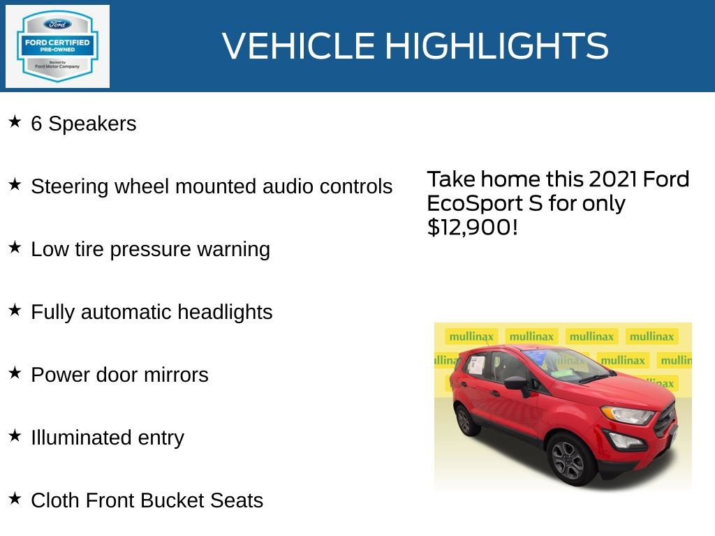 Certified 2021 Ford EcoSport S FWD image 21