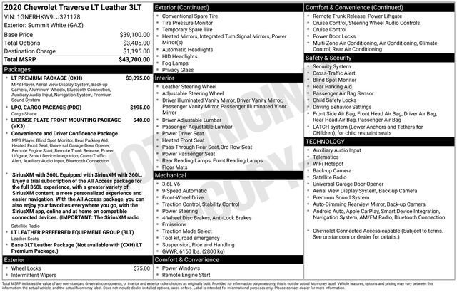 Used 2020 Chevrolet Traverse LT w/ LT Premium Package FWD image 39