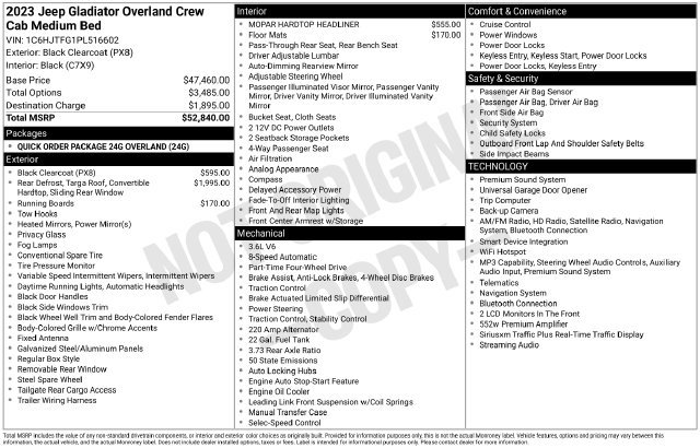 Used 2023 Jeep Gladiator Overland AWD/4WD image 6