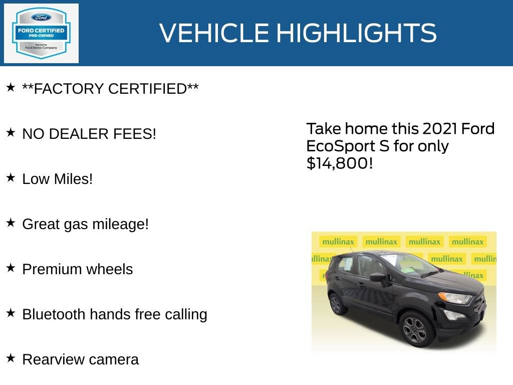 Certified 2021 Ford EcoSport S FWD image 12