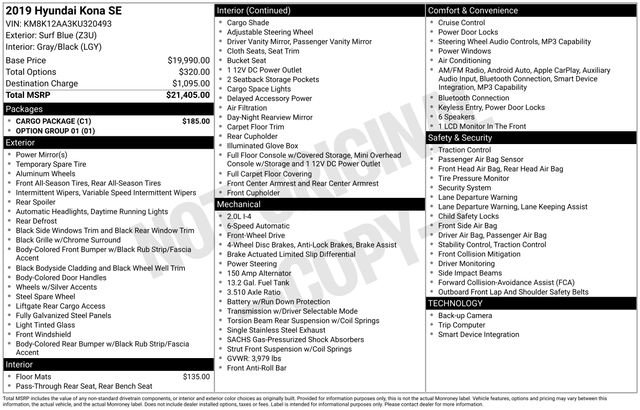 Used 2019 Hyundai Kona SE w/ Cargo Package FWD image 14