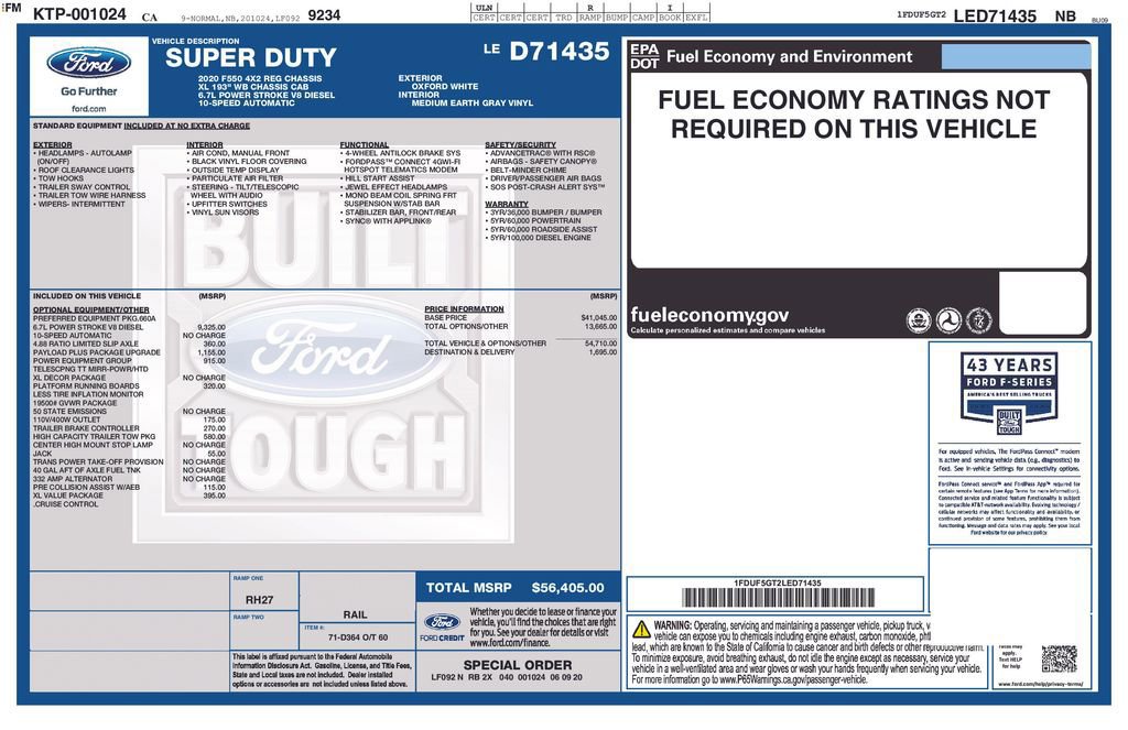 Certified 2020 Ford F550 2WD Regular Cab Super Duty image 13