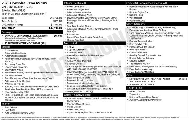 Used 2023 Chevrolet Blazer RS w/ Enhanced Convenience Package image 28