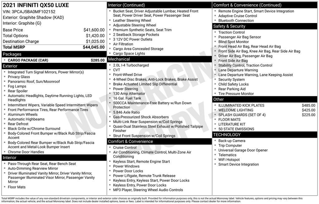 Used 2021 INFINITI QX50 Luxe w/ Cargo Package image 7