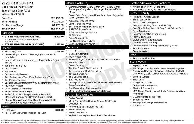 Used 2025 Kia K5 GT-Line w/ GT-Line Premium Package FWD image 5