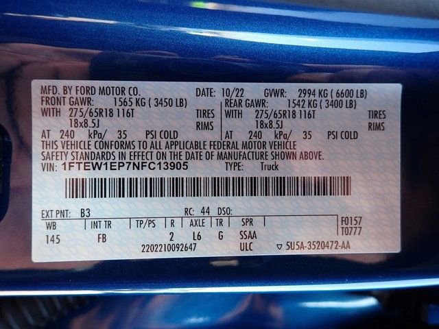 Certified 2022 Ford F150 XLT w/ Equipment Group 302A High AWD/4WD image 24