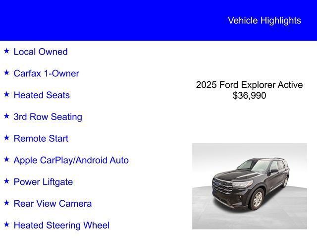 Certified 2025 Ford Explorer Active w/ Active Comfort Package RWD image 2