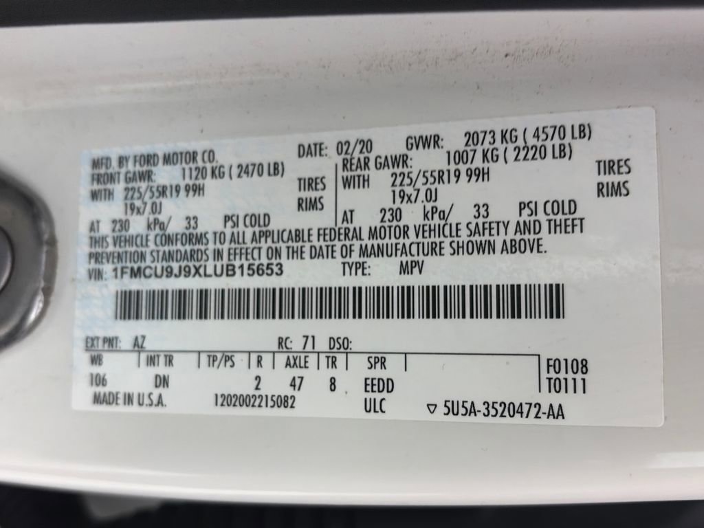 Certified 2020 Ford Escape Titanium image 9