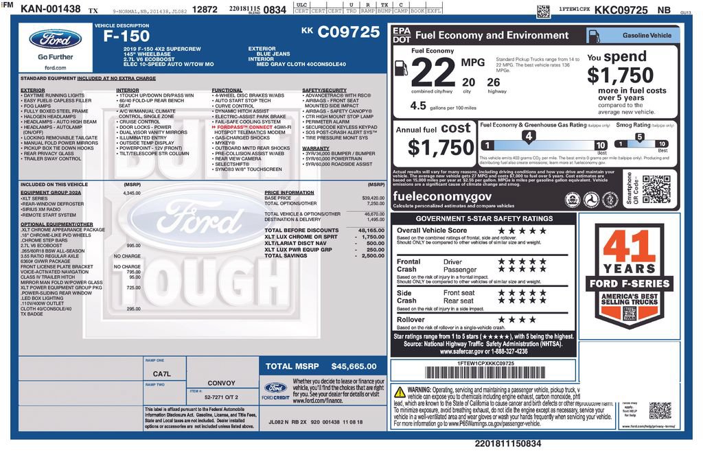 Certified 2019 Ford F150 XLT w/ Equipment Group 302A Luxury RWD image 5
