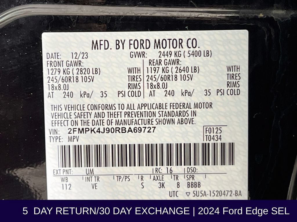Certified 2024 Ford Edge SEL AWD/4WD image 37