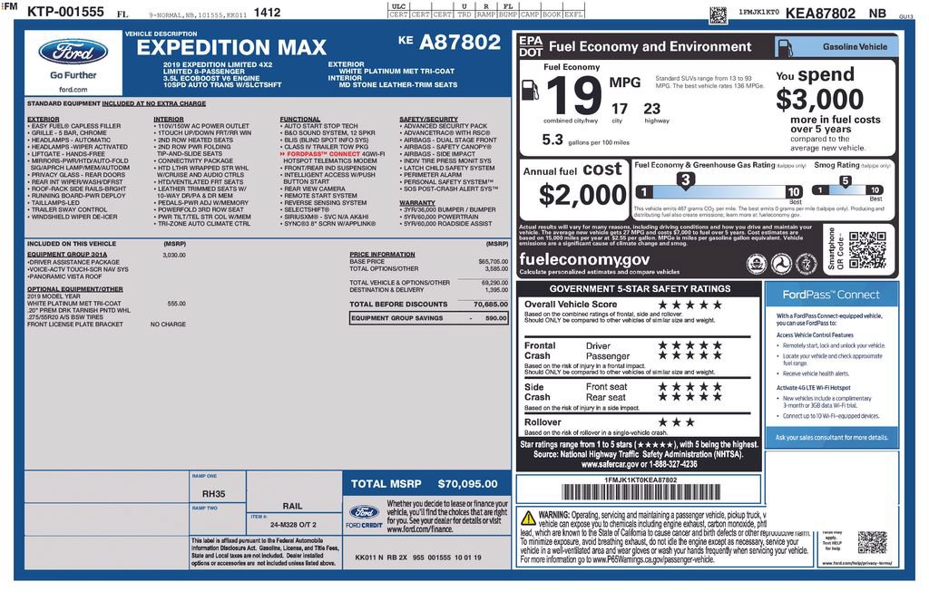 Certified 2019 Ford Expedition Max Limited w/ Equipment Group 301A RWD image 7