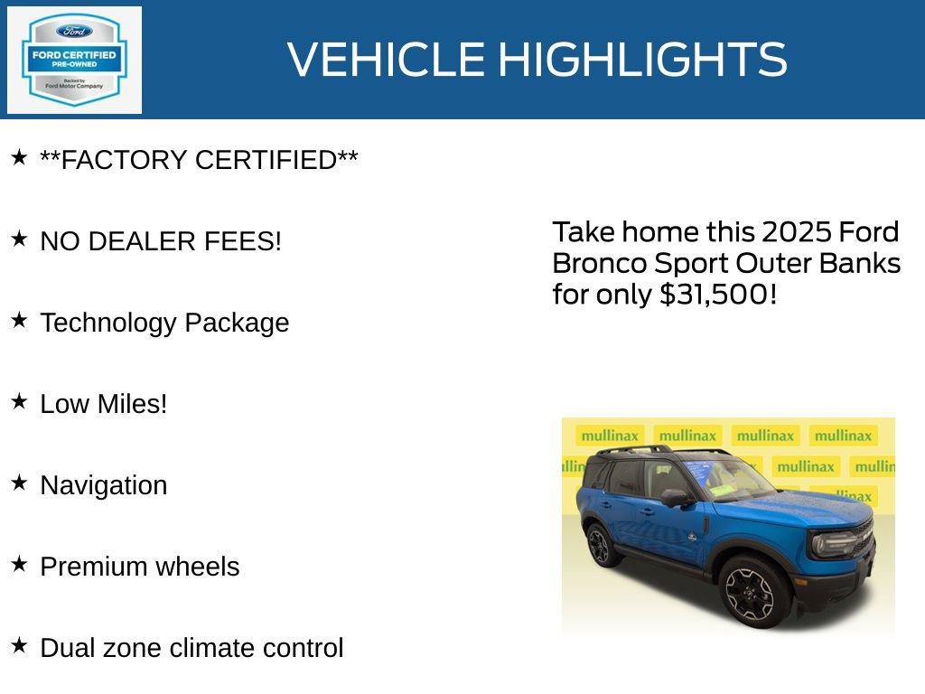 Certified 2025 Ford Bronco Sport Outer Banks w/ Outer Banks Tech Package+ AWD/4WD image 11
