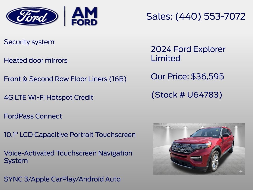 Certified 2024 Ford Explorer Limited w/ Limited Technology Package AWD/4WD image 24