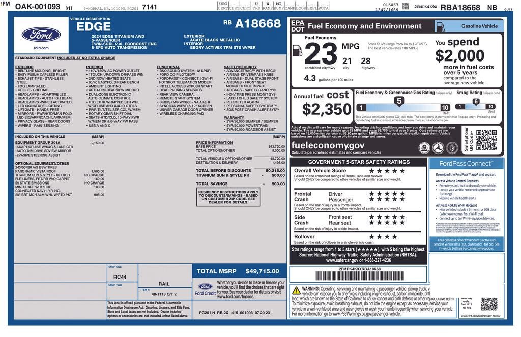 Certified 2024 Ford Edge Titanium w/ Equipment Group 301A AWD/4WD image 40