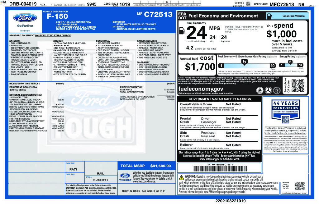 Certified 2021 Ford F150 Limited AWD/4WD image 35