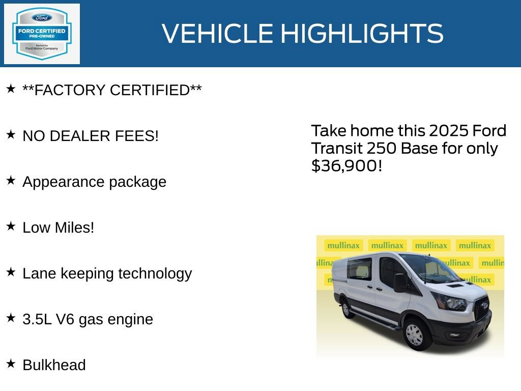 Certified 2025 Ford Transit 250 Low Roof w/ Exterior Upgrade Package RWD image 11