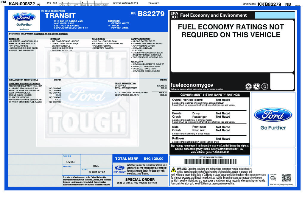 Certified 2019 Ford Transit 250 148 High Roof RWD image 3