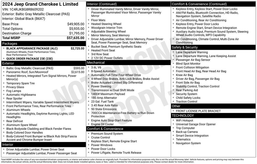 Used 2024 Jeep Grand Cherokee L Limited w/ Black Appearance Package AWD/4WD image 5
