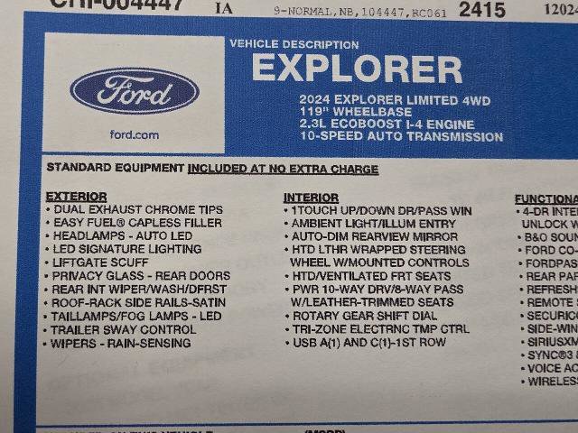Certified 2024 Ford Explorer Limited w/ Limited Technology Package AWD/4WD image 32