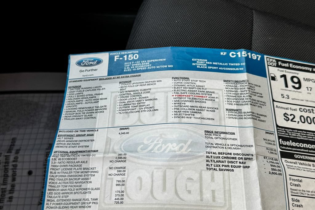 Certified 2019 Ford F150 XLT w/ Equipment Group 302A Luxury AWD/4WD image 35