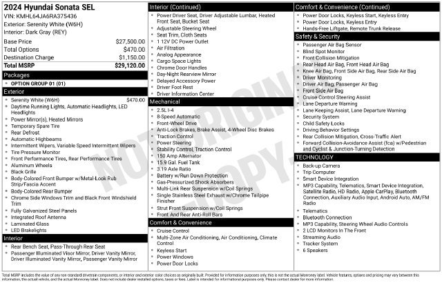 Used 2024 Hyundai Sonata SEL FWD image 37