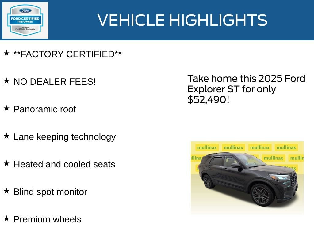 Certified 2025 Ford Explorer ST w/ Sun And Sound Package image 13