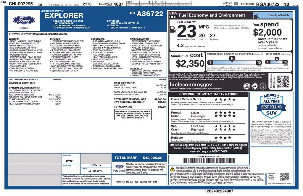 Certified 2024 Ford Explorer XLT AWD/4WD image 38