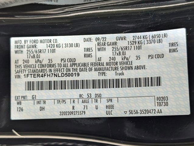 Certified 2022 Ford Ranger Lariat w/ Equipment Group 501A High image 10