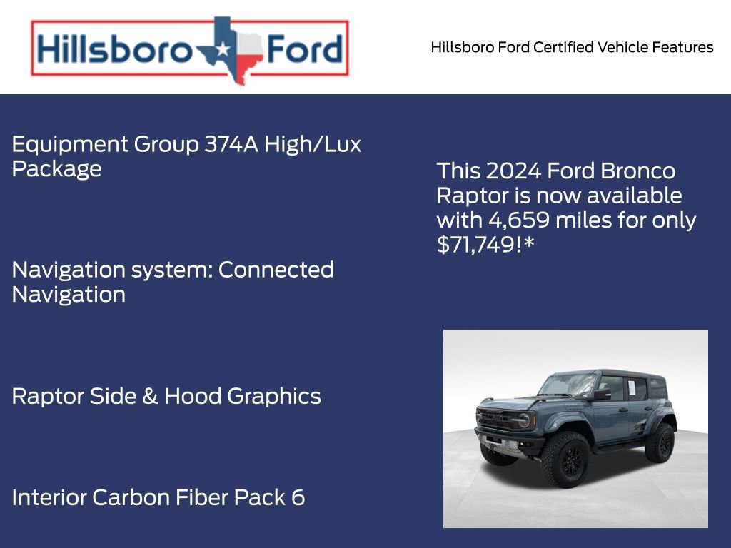 Certified 2024 Ford Bronco Raptor w/ Interior Carbon Fiber Pack 6 AWD/4WD image 5