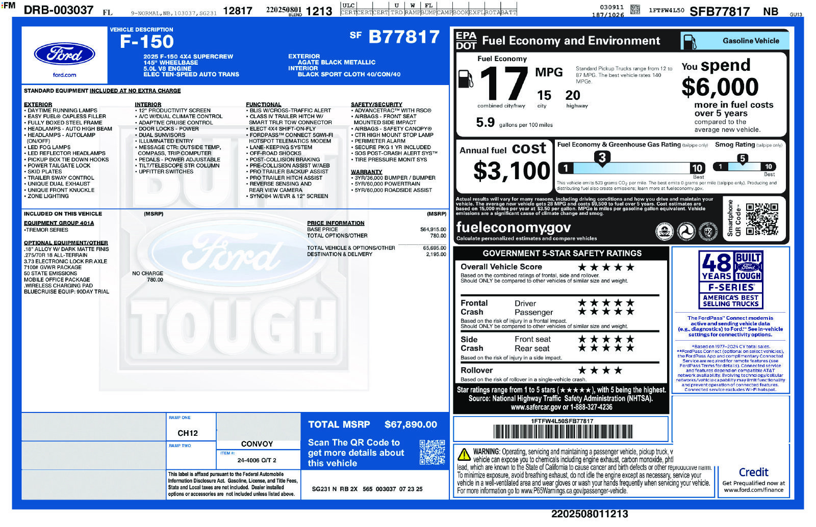 Certified 2025 Ford F150 Tremor w/ Mobile Office Package AWD/4WD image 1