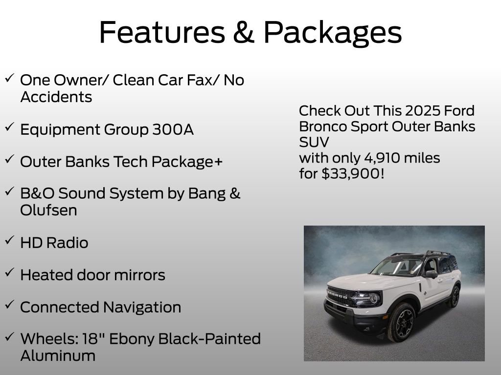 Certified 2025 Ford Bronco Sport Outer Banks w/ Outer Banks Tech Package+ AWD/4WD image 4
