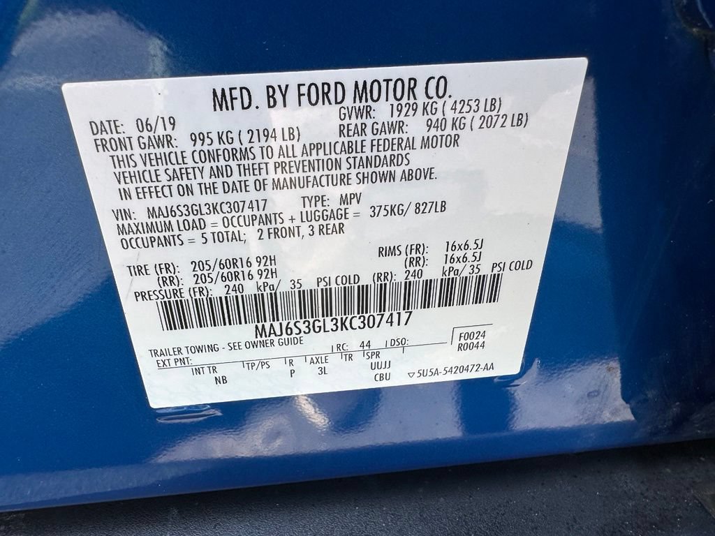 Certified 2019 Ford EcoSport SE AWD/4WD image 39