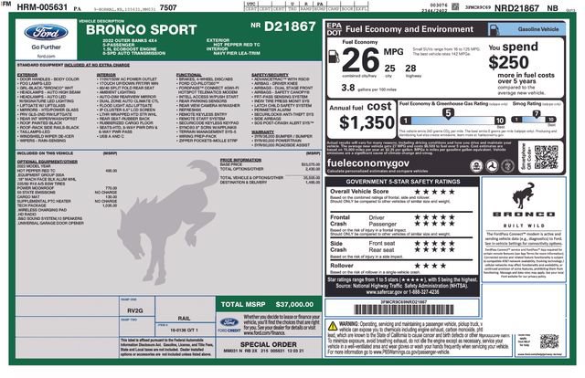 Certified 2022 Ford Bronco Sport Outer Banks w/ Tech Package AWD/4WD image 13
