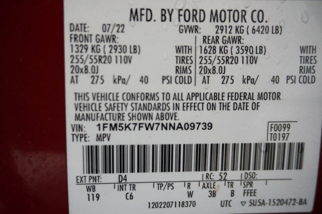 Certified 2022 Ford Explorer Limited w/ Hybrid Equipment Group 310A RWD image 40