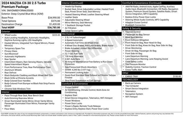 Used 2024 MAZDA CX-30 2.5 Turbo w/ Premium Package image 37