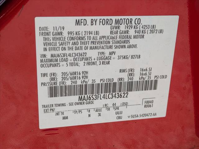 Certified 2020 Ford EcoSport S AWD/4WD image 15