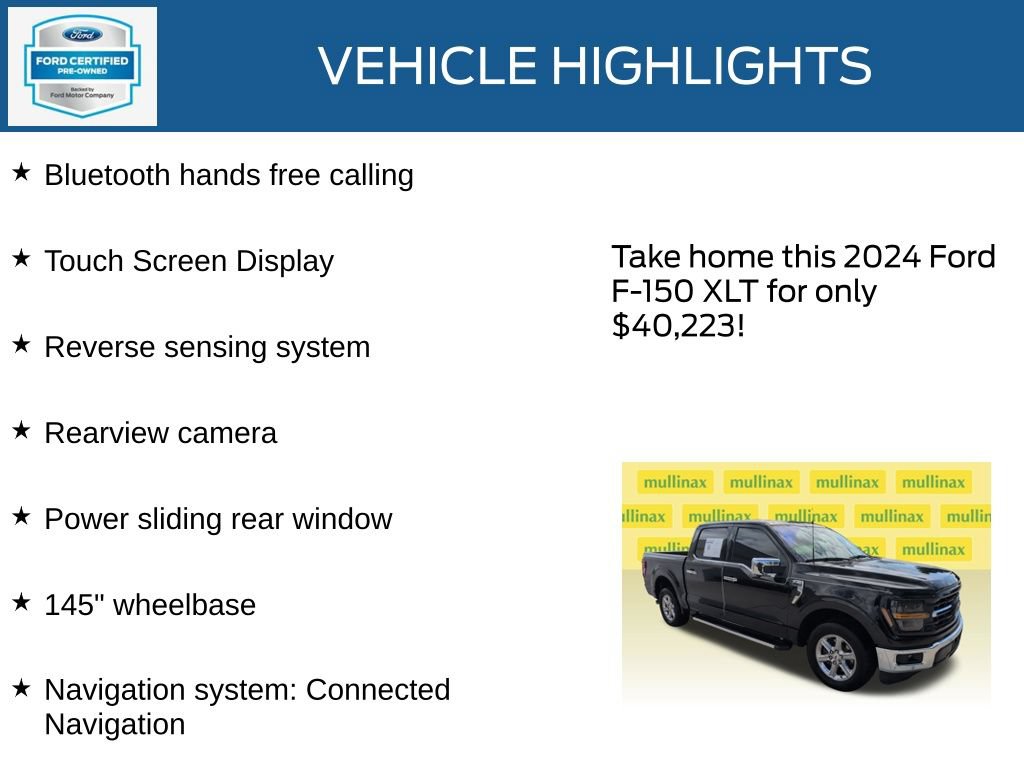 Certified 2024 Ford F150 XLT w/ Equipment Group 302A MID RWD image 21