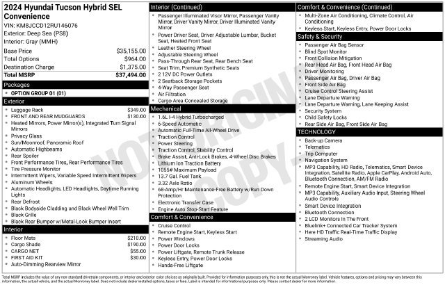 Used 2024 Hyundai Tucson SEL AWD/4WD image 37