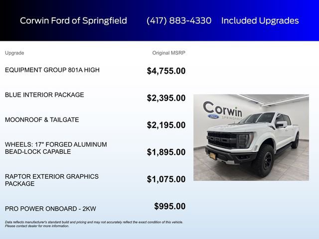 Certified 2022 Ford F150 Raptor w/ Equipment Group 801A High image 6