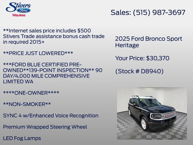 Certified 2025 Ford Bronco Sport Heritage w/ Convenience Package AWD/4WD image 16